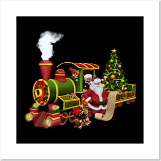 Santa Claus with a train Posters and Art